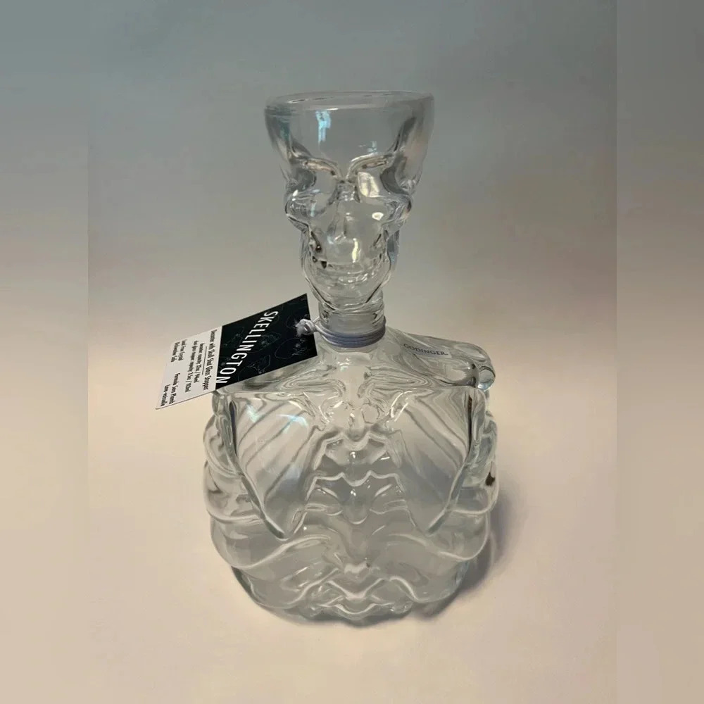 NEW GODINGER Skellington Skeleton Shaped Decanter & Skull Glass shot